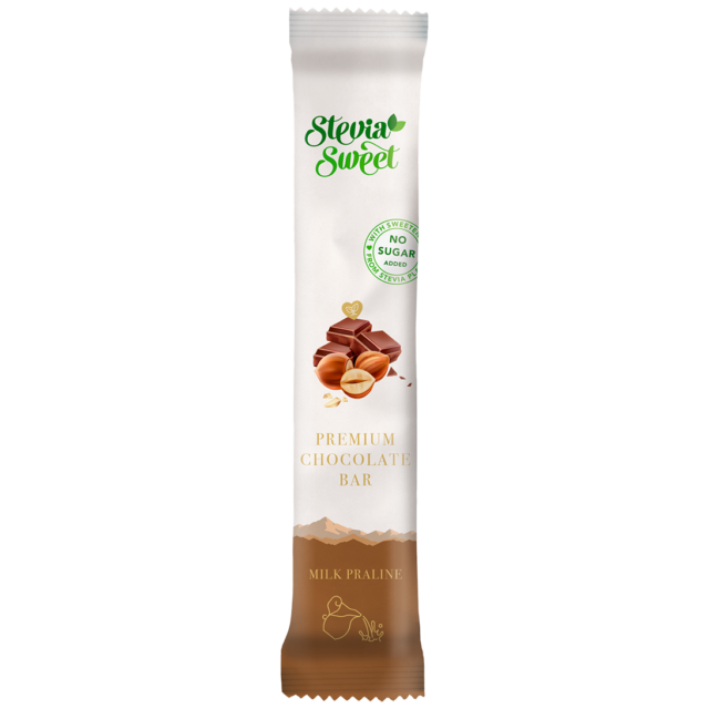 Schokoriegel Milchschokolade mit Nougat-Praliné ohne Zuckerzusatz