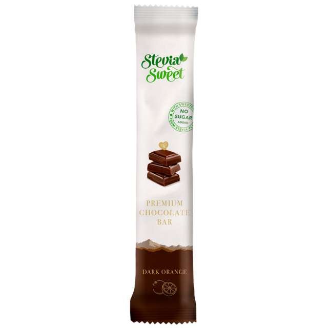 Dark chocolate bar with orange without added sugar