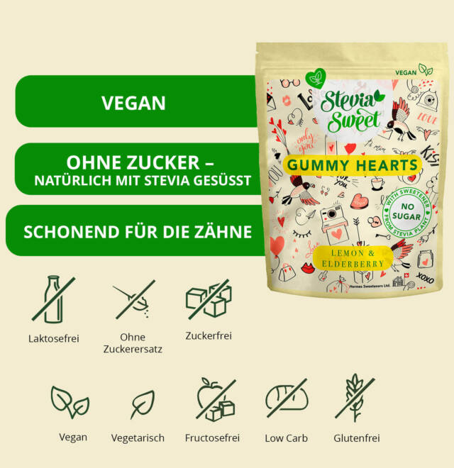 Gummy Hearts without sugar vegan